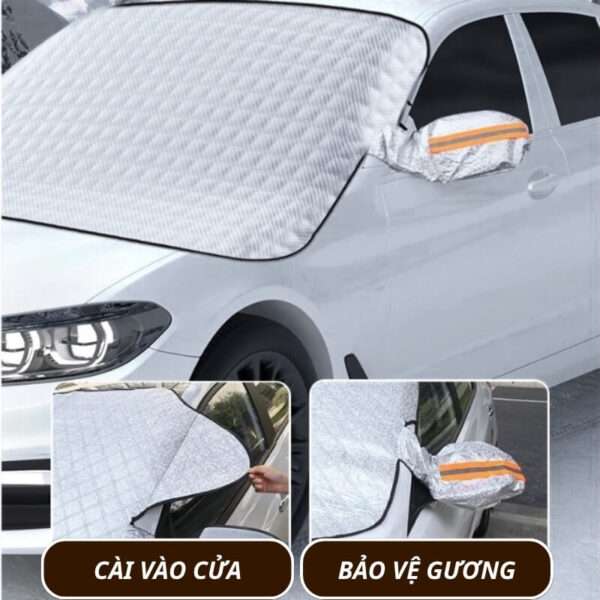 Tấm che nắng kính lái ô tô 4 lớp tráng bạc, có bao tai - Ảnh 5